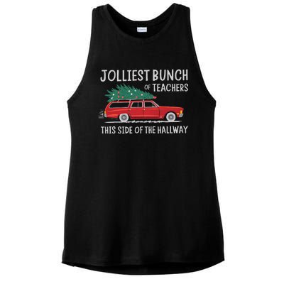 Jolliest Bunch Of Teachers This Side Of The Hallway Xmas Pj Ladies PosiCharge Tri-Blend Wicking Tank