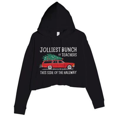 Jolliest Bunch Of Teachers This Side Of The Hallway Xmas Pj Crop Fleece Hoodie