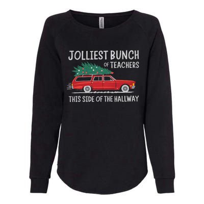 Jolliest Bunch Of Teachers This Side Of The Hallway Xmas Pj Womens California Wash Sweatshirt