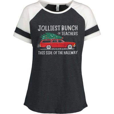 Jolliest Bunch Of Teachers This Side Of The Hallway Xmas Pj Enza Ladies Jersey Colorblock Tee