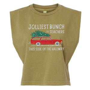 Jolliest Bunch Of Teachers This Side Of The Hallway Xmas Pj Garment-Dyed Women's Muscle Tee