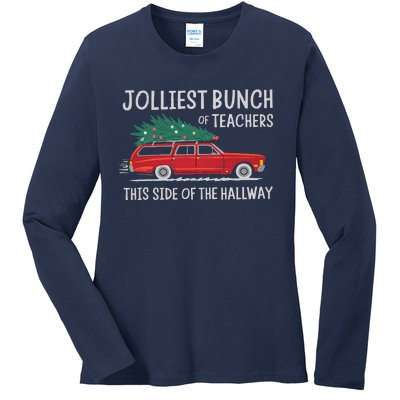 Jolliest Bunch Of Teachers This Side Of The Hallway Xmas Pj Ladies Long Sleeve Shirt