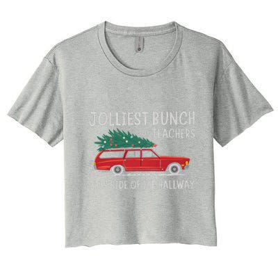 Jolliest Bunch Of Teachers This Side Of The Hallway Xmas Pj Women's Crop Top Tee