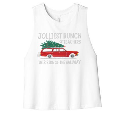 Jolliest Bunch Of Teachers This Side Of The Hallway Xmas Pj Women's Racerback Cropped Tank