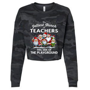 Jolliest Bunch Of Teachers This Side Of The Playground Xmas Cropped Pullover Crew