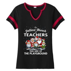 Jolliest Bunch Of Teachers This Side Of The Playground Xmas Ladies Halftime Notch Neck Tee