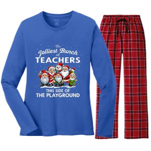 Jolliest Bunch Of Teachers This Side Of The Playground Xmas Women's Long Sleeve Flannel Pajama Set 