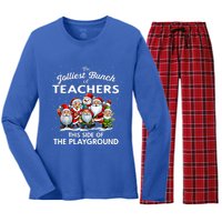 Jolliest Bunch Of Teachers This Side Of The Playground Xmas Women's Long Sleeve Flannel Pajama Set 