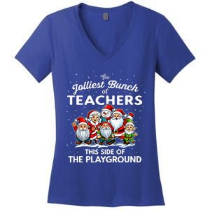 Jolliest Bunch Of Teachers This Side Of The Playground Xmas Women's V-Neck T-Shirt