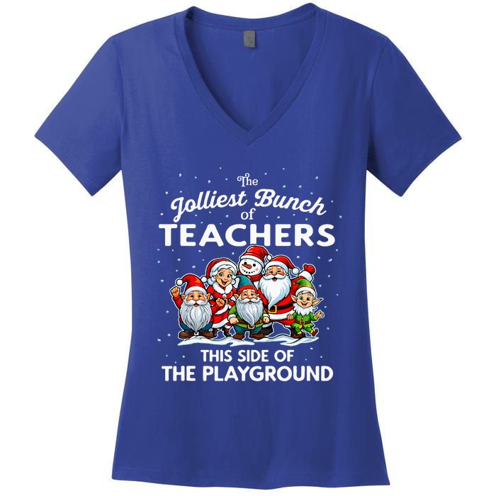 Jolliest Bunch Of Teachers This Side Of The Playground Xmas Women's V-Neck T-Shirt