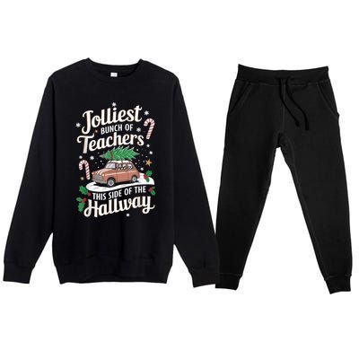 Jolliest Bunch Of Teachers This Side Of The Hallway Xmas Premium Crewneck Sweatsuit Set