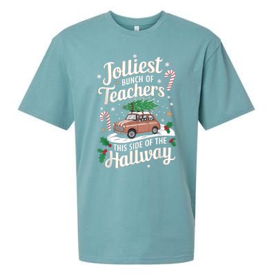 Jolliest Bunch Of Teachers This Side Of The Hallway Xmas Sueded Cloud Jersey T-Shirt