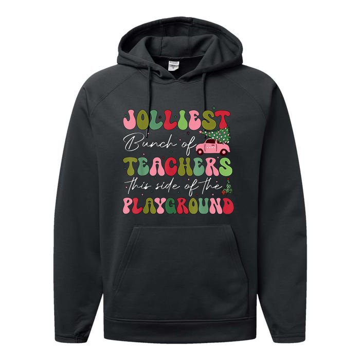 Jolliest Bunch Of Teachers This Side Of The Playground Xmas Performance Fleece Hoodie