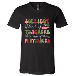 Jolliest Bunch Of Teachers This Side Of The Playground Xmas V-Neck T-Shirt