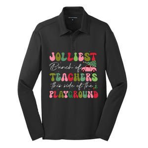 Jolliest Bunch Of Teachers This Side Of The Playground Xmas Silk Touch Performance Long Sleeve Polo