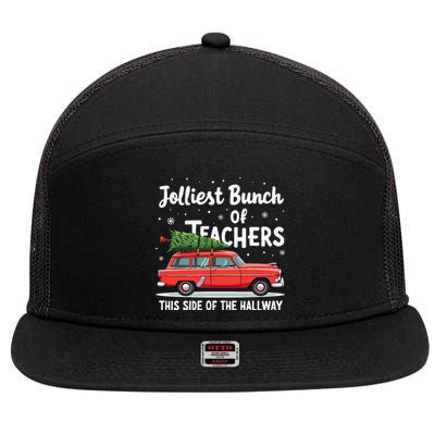 Jolliest Bunch Of Teachers This Side Of The Hallway Xmas Pj 7 Panel Mesh Trucker Snapback Hat