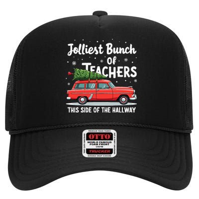 Jolliest Bunch Of Teachers This Side Of The Hallway Xmas Pj High Crown Mesh Back Trucker Hat