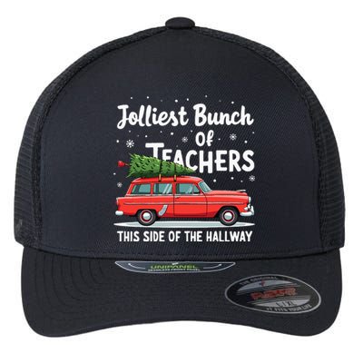 Jolliest Bunch Of Teachers This Side Of The Hallway Xmas Pj Flexfit Unipanel Trucker Cap