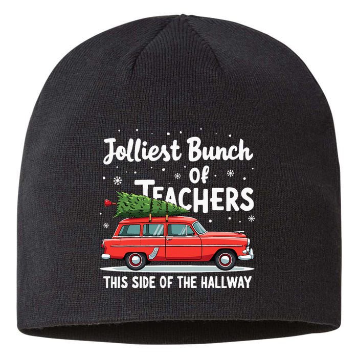 Jolliest Bunch Of Teachers This Side Of The Hallway Xmas Pj Sustainable Beanie