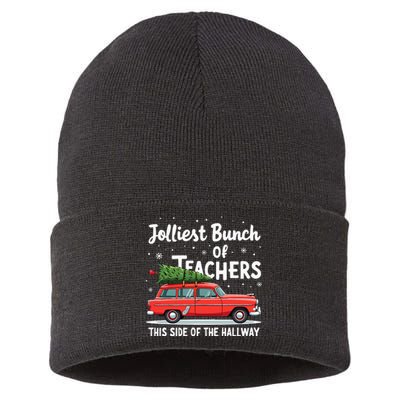 Jolliest Bunch Of Teachers This Side Of The Hallway Xmas Pj Sustainable Knit Beanie