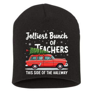 Jolliest Bunch Of Teachers This Side Of The Hallway Xmas Pj Short Acrylic Beanie