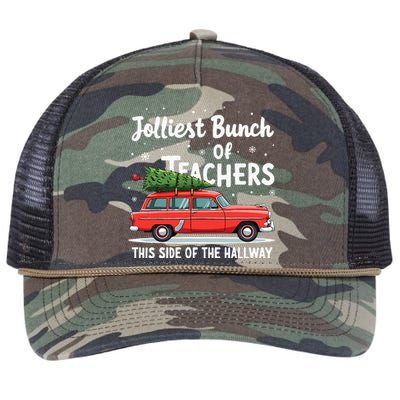 Jolliest Bunch Of Teachers This Side Of The Hallway Xmas Pj Retro Rope Trucker Hat Cap