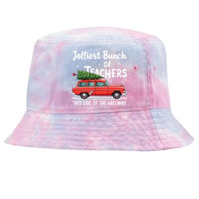 Jolliest Bunch Of Teachers This Side Of The Hallway Xmas Pj Tie-Dyed Bucket Hat