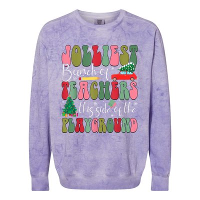 Jolliest Bunch Of Teachers This Side Of The Playground Xmas Colorblast Crewneck Sweatshirt