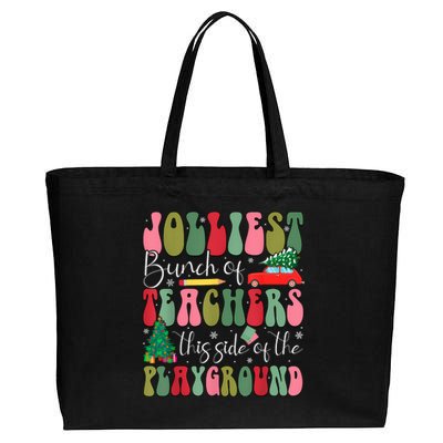 Jolliest Bunch Of Teachers This Side Of The Playground Xmas Cotton Canvas Jumbo Tote