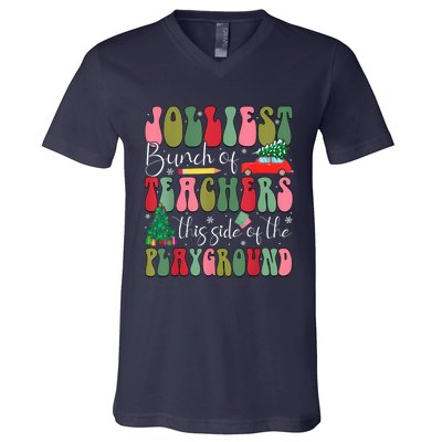 Jolliest Bunch Of Teachers This Side Of The Playground Xmas V-Neck T-Shirt