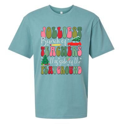 Jolliest Bunch Of Teachers This Side Of The Playground Xmas Sueded Cloud Jersey T-Shirt