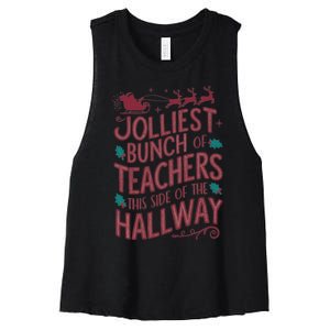 Jolliest Bunch Of Teachers Funny Christmas Women's Racerback Cropped Tank