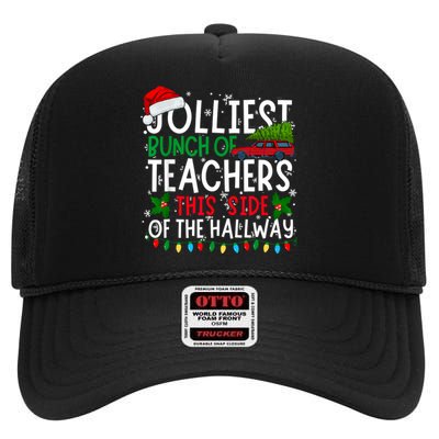 Jolliest Bunch Of Teachers This Side Of The Hallway Xmas High Crown Mesh Back Trucker Hat