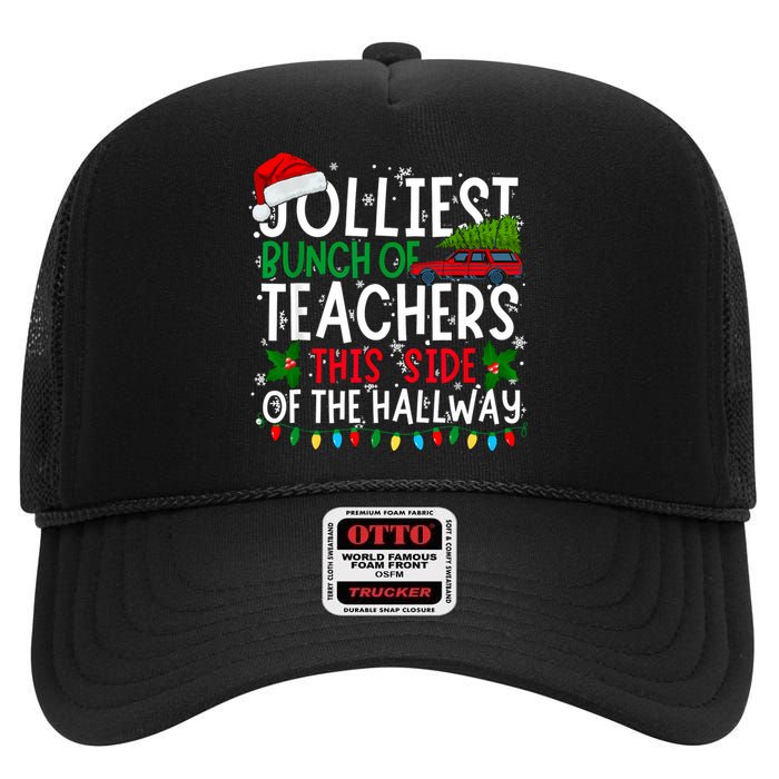 Jolliest Bunch Of Teachers This Side Of The Hallway Xmas High Crown Mesh Back Trucker Hat