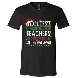 Jolliest Bunch Of Teachers This Side Of The Hallway Xmas V-Neck T-Shirt