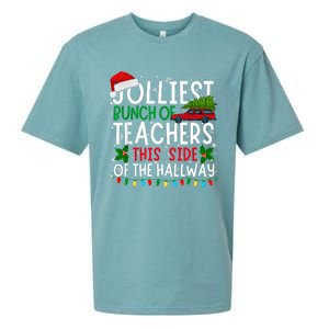 Jolliest Bunch Of Teachers This Side Of The Hallway Xmas Sueded Cloud Jersey T-Shirt