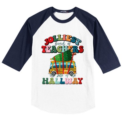 Jolliest Bunch Of Teachers This Side Of The Hallway Xmas Baseball Sleeve Shirt