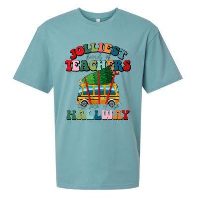 Jolliest Bunch Of Teachers This Side Of The Hallway Xmas Sueded Cloud Jersey T-Shirt