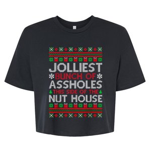 Jolliest Bunch Of Aholes Funny Christmas Pajamas Movie Bella+Canvas Jersey Crop Tee