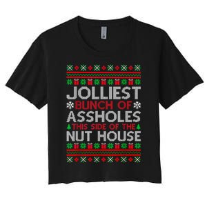 Jolliest Bunch Of Aholes Funny Christmas Pajamas Movie Women's Crop Top Tee