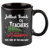 Jolliest Bunch Of Teachers This Side Of The Hallway Christmas 11oz C Handle Ceramic Mug