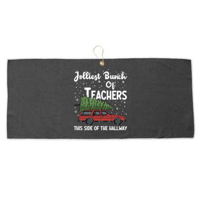 Jolliest Bunch Of Teachers This Side Of The Hallway Christmas Large Microfiber Waffle Golf Towel