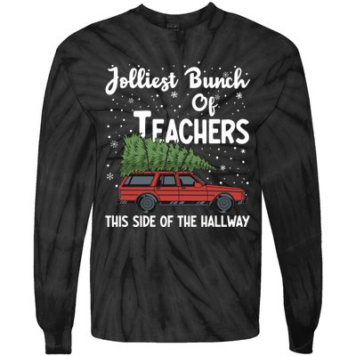 Jolliest Bunch Of Teachers This Side Of The Hallway Christmas Tie-Dye Long Sleeve Shirt