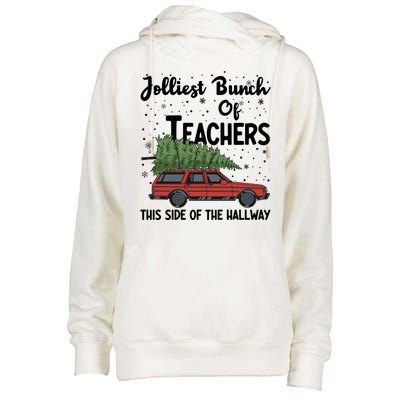 Jolliest Bunch Of Teachers This Side Of The Hallway Christmas Womens Funnel Neck Pullover Hood