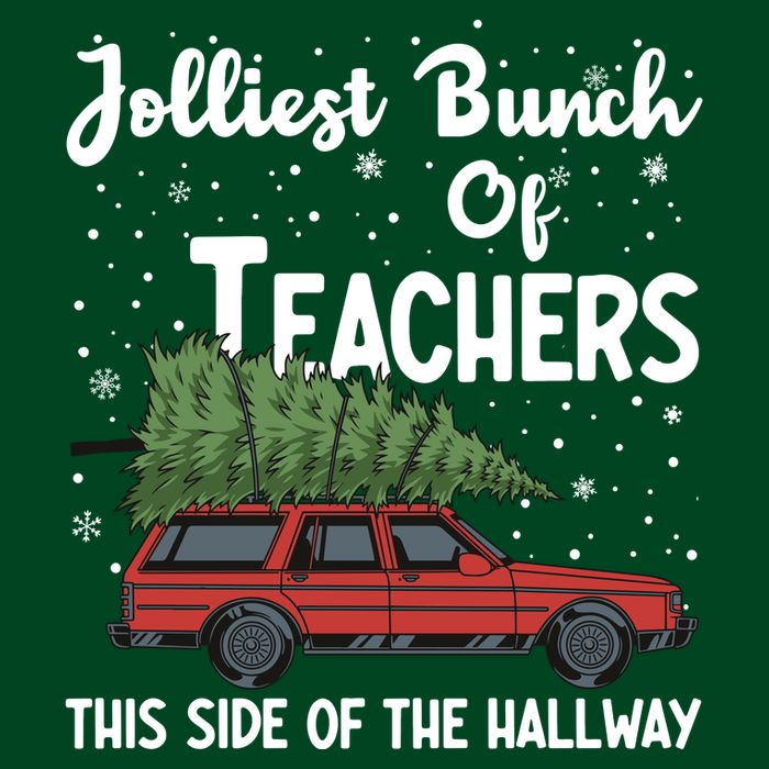 Jolliest Bunch Of Teachers This Side Of The Hallway Christmas Full Zip Hoodie