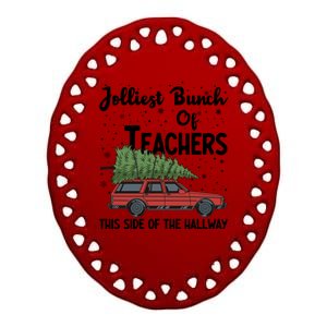 Jolliest Bunch Of Teachers This Side Of The Hallway Christmas Ceramic Oval Ornament