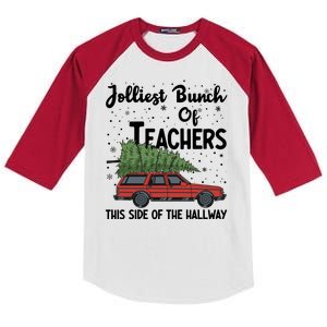 Jolliest Bunch Of Teachers This Side Of The Hallway Christmas Kids Colorblock Raglan Jersey