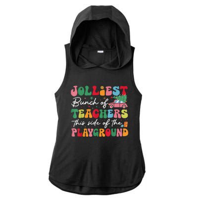 Jolliest Bunch Of Teachers This Side Of The Playground X Mas Ladies PosiCharge Tri-Blend Wicking Draft Hoodie Tank