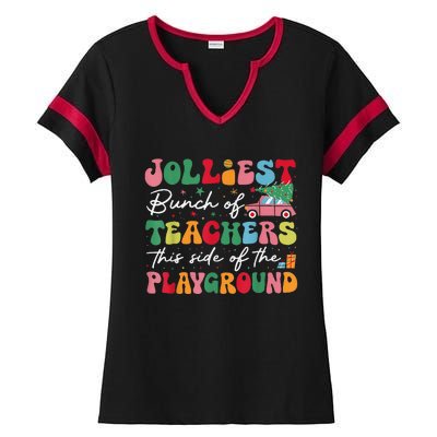 Jolliest Bunch Of Teachers This Side Of The Playground X Mas Ladies Halftime Notch Neck Tee