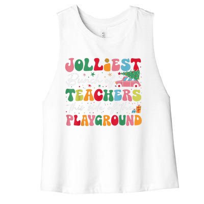 Jolliest Bunch Of Teachers This Side Of The Playground X Mas Women's Racerback Cropped Tank